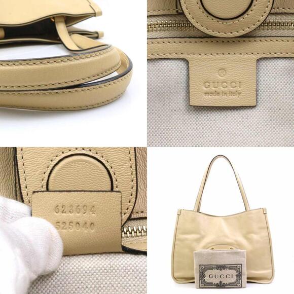 Gucci Horsebit Leather Shoulder Bag, Beige, Women's, 623694, r10906i - Picture 5 of 5